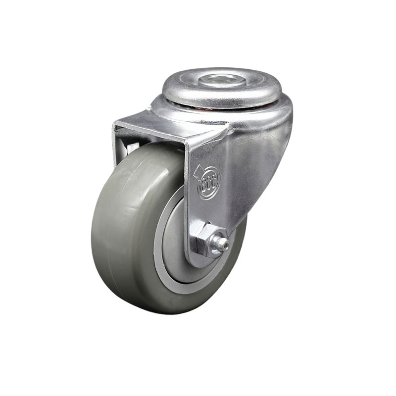 Polyurethane Swivel Bolt Hole Caster, Gray