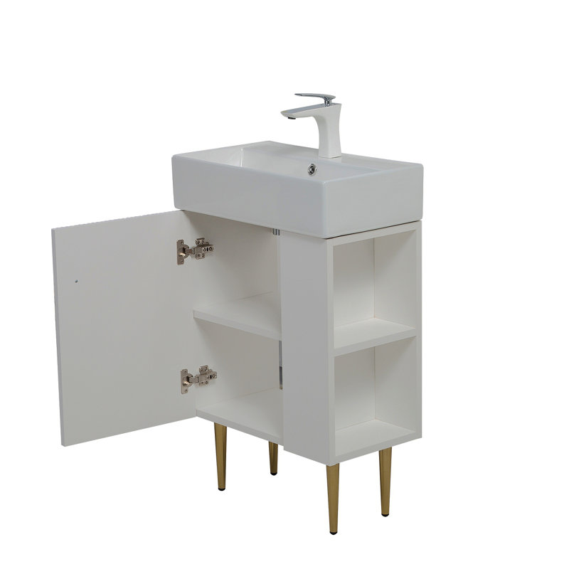Base de meuble-lavabo 21,6 po seulement, tablette ouverte à droite, blanc GF-24V06-21WHR