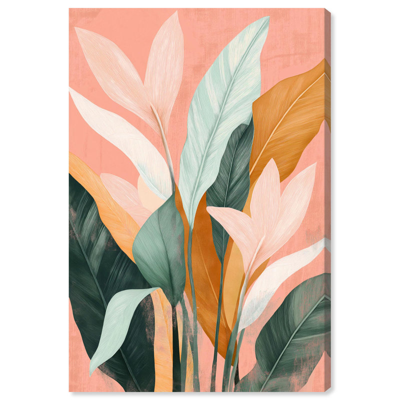 Peach and Palm Canvas Natures Art Prints by , 54" H x 36" W, Wrapped Canvas