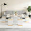 Luxueuse table basse ultra-brillante avec plateau relevable et tabourets de rangement pour la vie moderne.-629818343