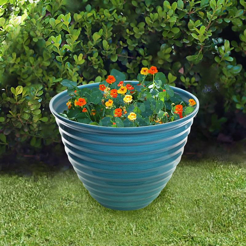 Pot de fleurs en plastique nervuré 12 po - ensemble de 2, Île Seymour Nord, Galapagos, H 12 po x l 16 po x P 16 po