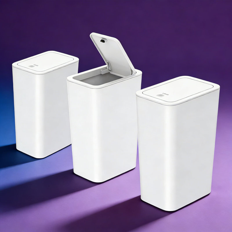 Ensemble de 3 petites poubelles avec couvercle, poubelle de salle de bain et de cuisine mince de 2,6 gallons, corbeille anti-odeurs résistante aux animaux de compagnie pour la maison, le bureau, le dortoir et la voiture