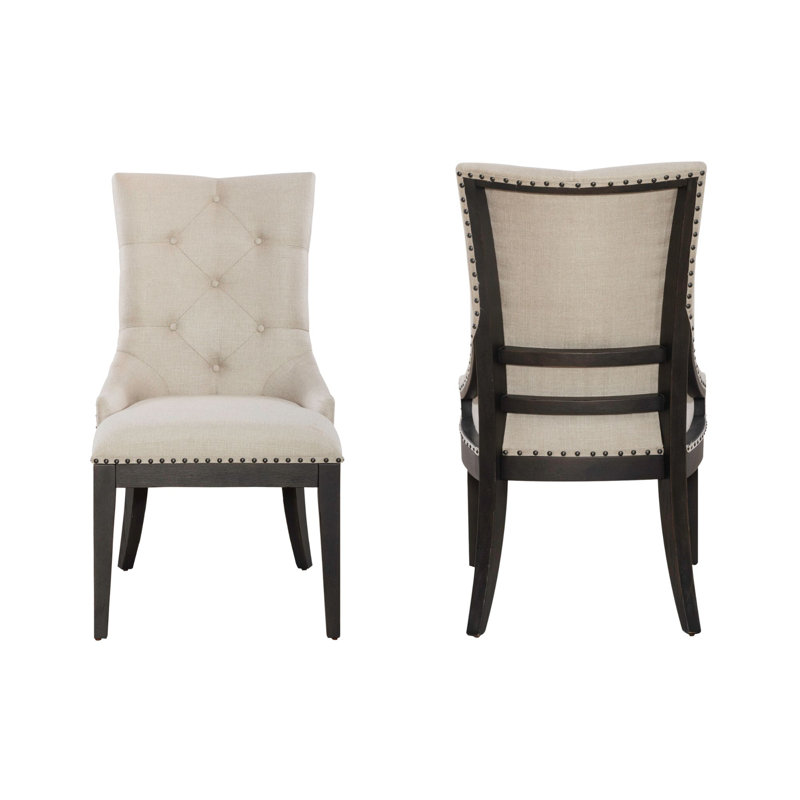 Aisja Upholstered Shelter Side Chair, Black