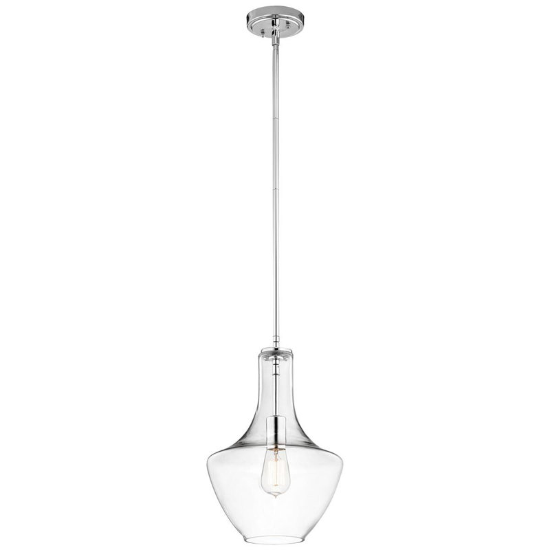 Plewak 1 - Light Chrome Teardrop Pendant, Chrome, 38.7cm H x 26.8cm W x 26.8cm D
