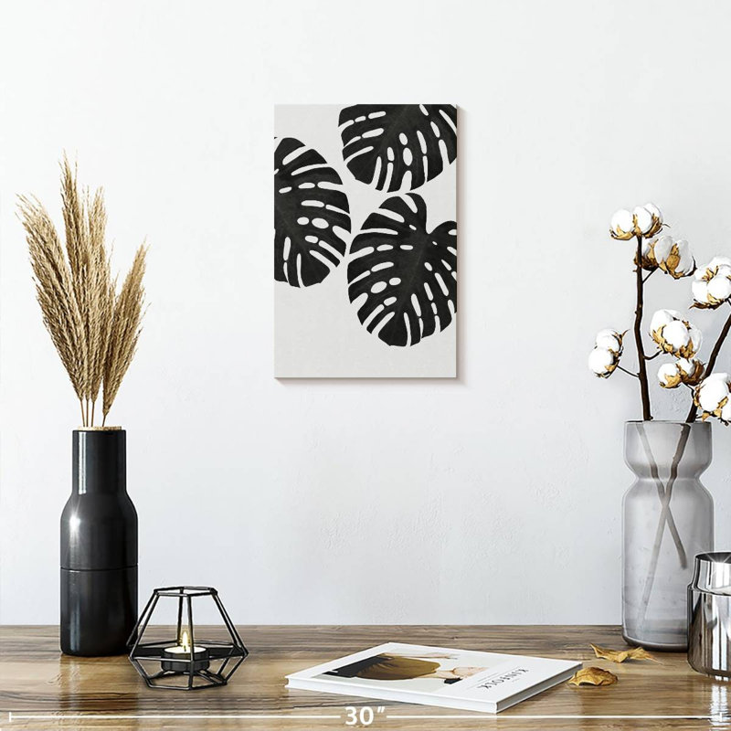 Monstera Leaf III BW, 12" H x 8" W