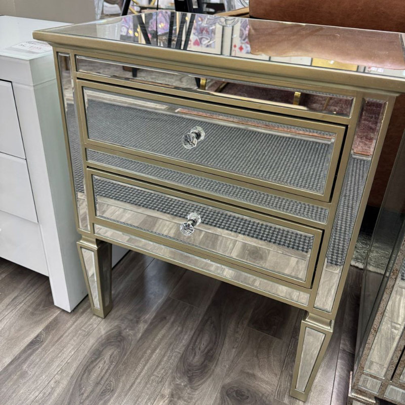 Table de chevet 24 po à 2 tiroirs avec table de chevet moderne Glam pour rangement dans la chambre à coucher