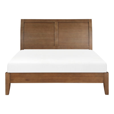 Grand lit plateforme brun avec tête de lit et choix transitionnel pour chambre à coucher
