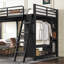 Twin XL Over Twin XL L-Shaped Metal Bunk Bed With Full Loft Bed, Desk And Wardrobe