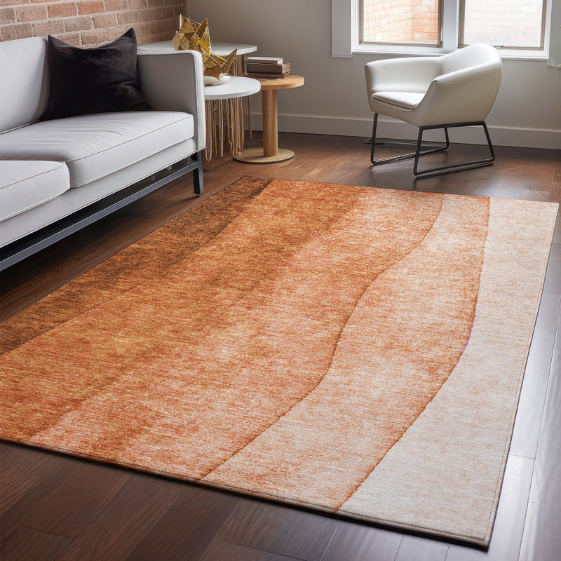 Tapis paprika Cerrito lavable à la machine de qualité supérieure, Rectangle 9 pi x 12 pi