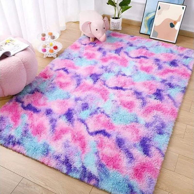 Tapis à poils longs Radyn, Rectangulaire 8 pi x 10 pi, Coloré