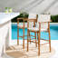 Tabouret de bar à hauteur de comptoir en acacia avec coussins (ensemble de 2)
