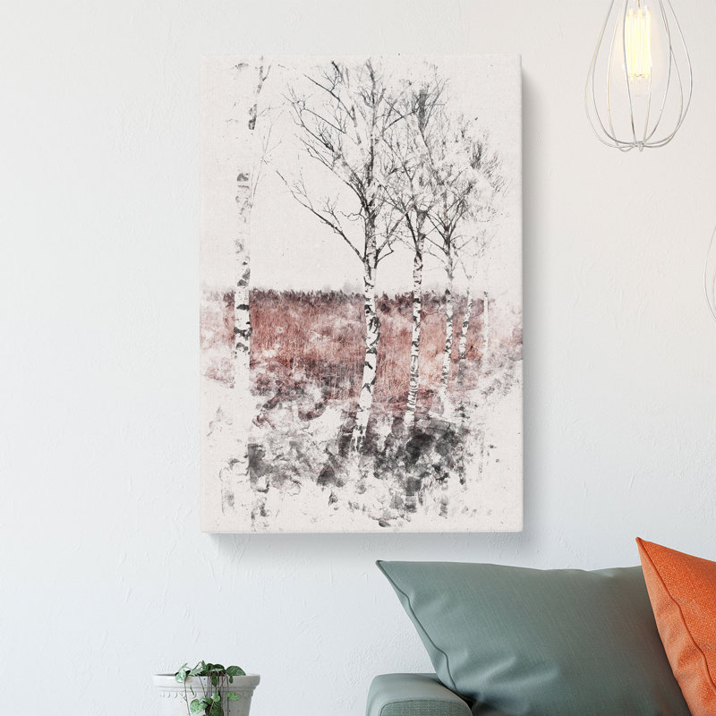 Row of Birch Trees - Wrapped Canvas, 50cm H x 35cm W x 3cm D