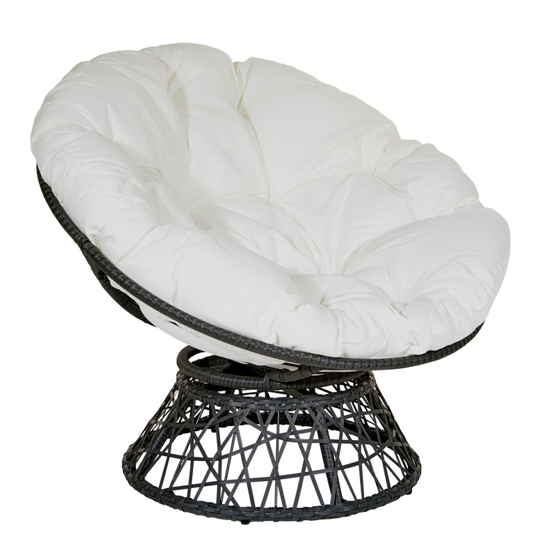 Leianna Upholstered Swivel Accent Chair, Black , White Polyester Blend