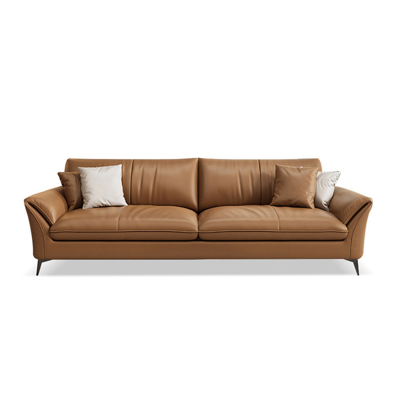 Causeuse coussin orange en cuir véritable