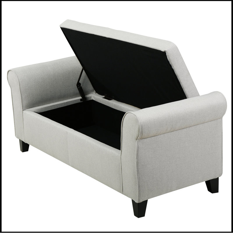 Astacia ARMED STORAGE BENCH Contemporary design  ottoman bench can function as extra seating 50.00” w x 19.75” d x 20.50” h