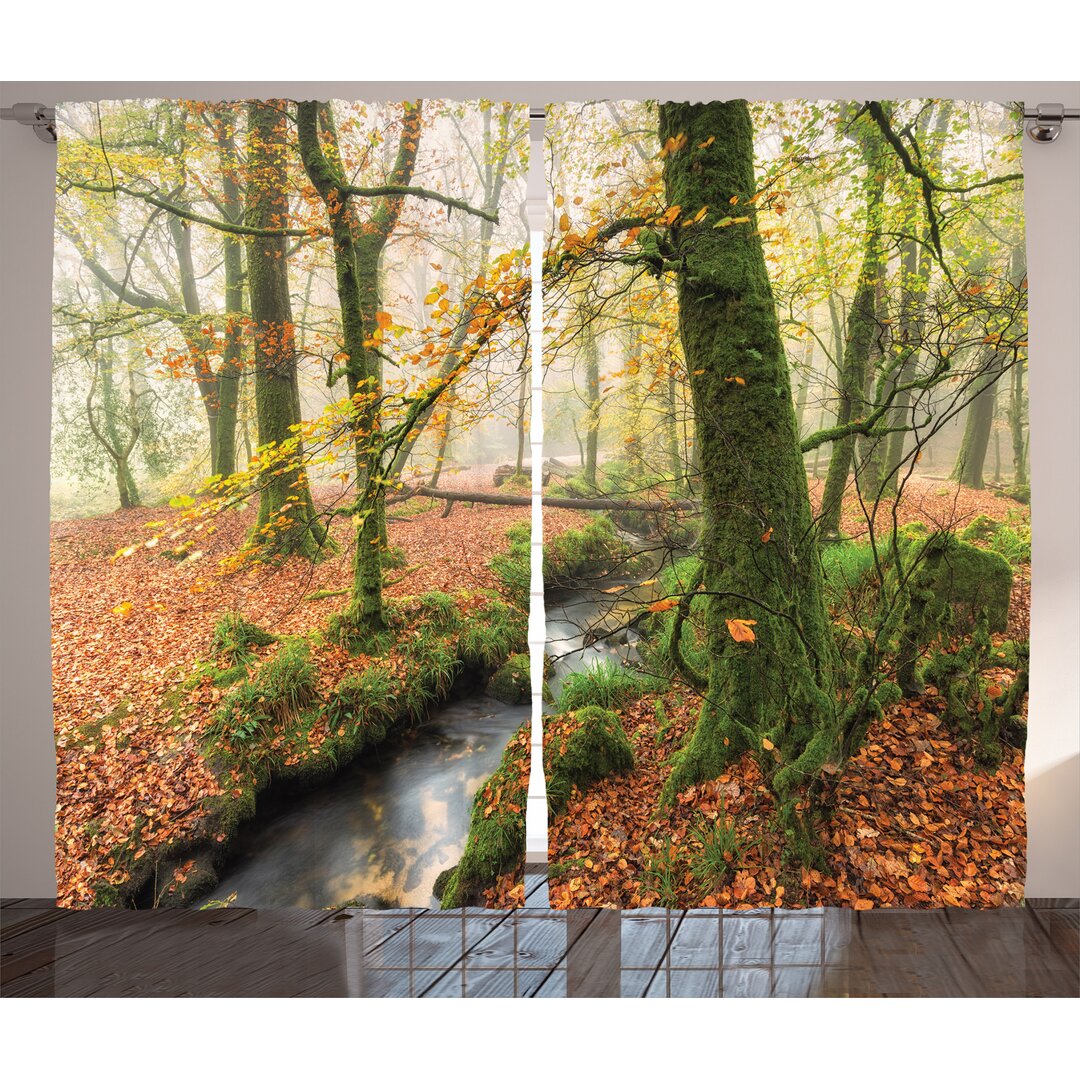 Rustikaler Vorhang, Misty Woods Cornwall, Herbst, Orange Grün Gelb