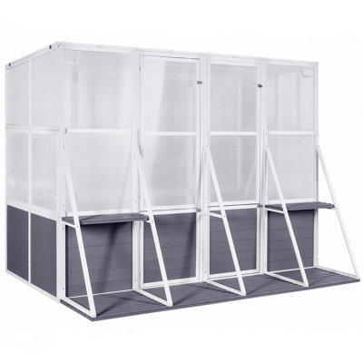 Serre, serre en bois adossée à l'extérieur, serre robuste pour l'extérieur en hiver, grande maisonnette chaude pour la véranda, jardin, cour arrière (103,9 po x 98,4 po x 77,6 po)