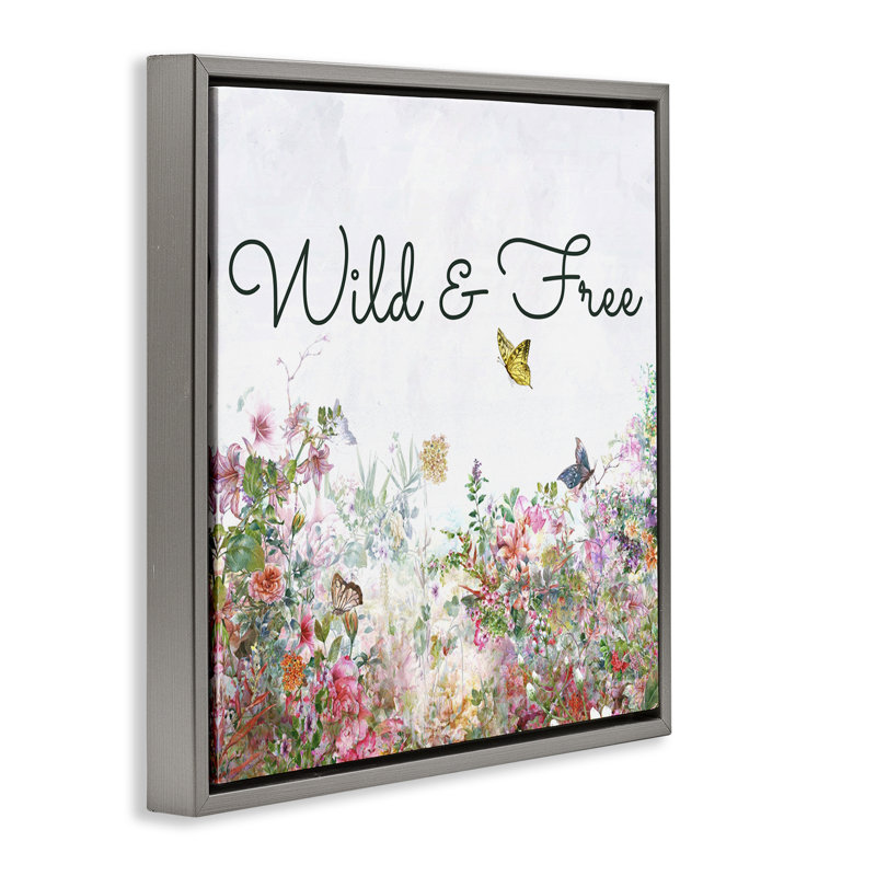 «Wild & Free Butterflies» par Karen Smith, H 18 po x l 18 po, Cadre flottant gris lustré