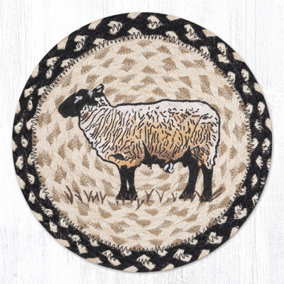  Eco-Friendly Braided Jute Trivet – Lamb Patch Scene for Rustic Kitchens
