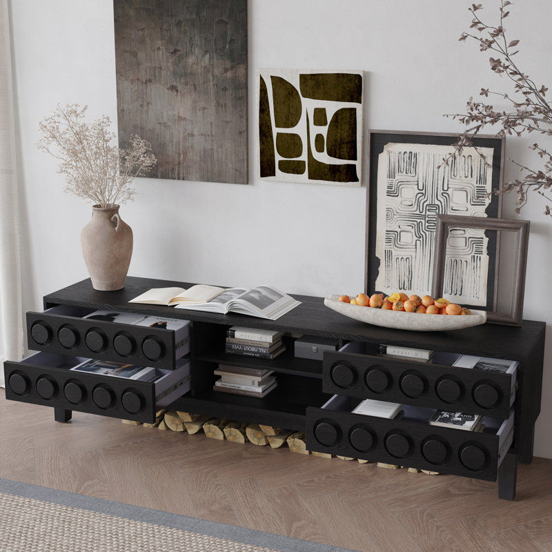 Console multimédia 75 po pour bureau avec 4 tiroirs - Noir