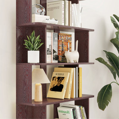 Ensemble de 2 bibliothèques combinées pour économiser de l'espace et une bibliothèque d'angle de 55 cm plus 80 cm de long couleur rouge sang de boeuf et 4 autres couleurs pour l'option