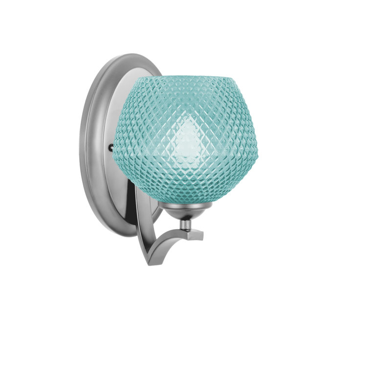 Shutesbury Wall Sconce Shown, 6" Turquoise Glass, Blue, Brushed Nickel