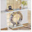 Console à miroir moderne de 43 po avec base en forme de O, table d'entrée en verre argenté pour le salon, le couloir ou le vestibule - Table d'appoint contemporaine avec placage de diamant en acrylique