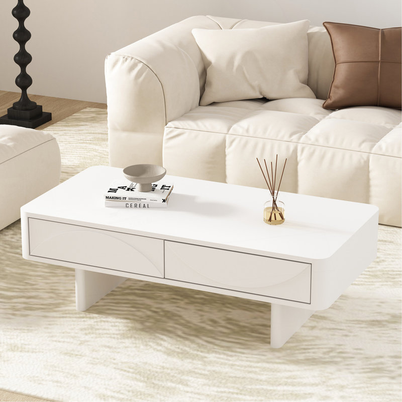 Ella 47" Coffee Table In White, White