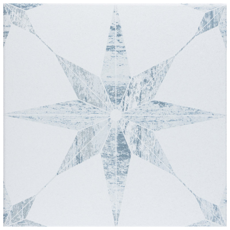 Cassis Stella 10" x 10" Porcelain Patterned Wall & Floor Tile, White