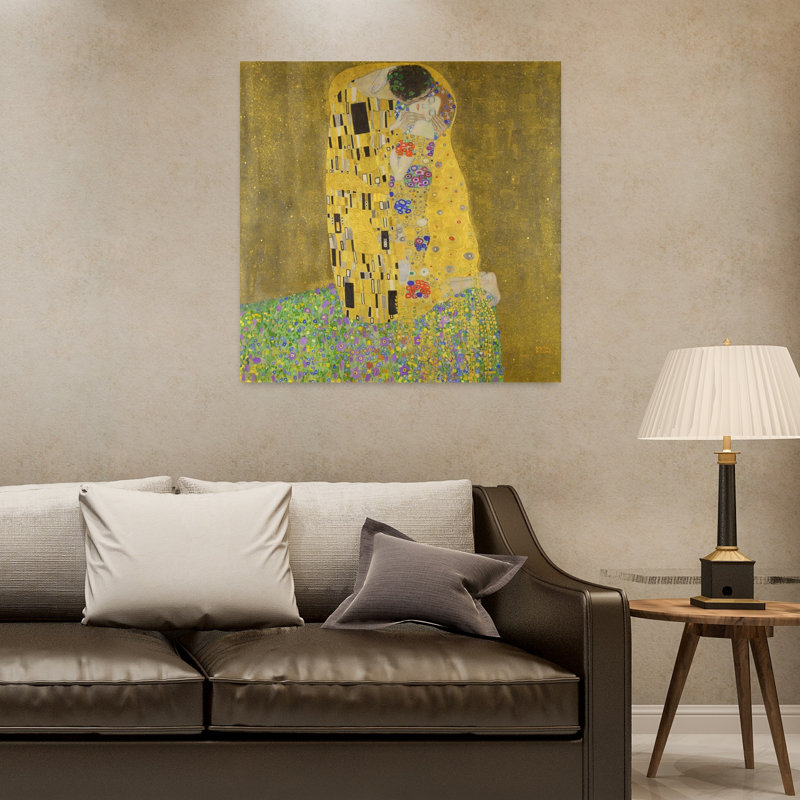 Le Baiser, estampe d'art mural abstrait contemporain de 1907-1908, H 32 po x l 32 po