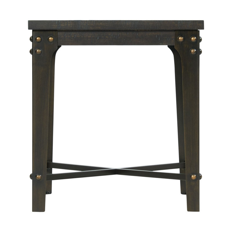Cera Dark Walnut Square End Table with USB Ports