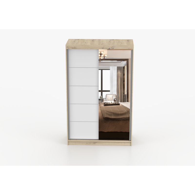 Tashun 2 Door Laminate Wardrobe, Artisan/White