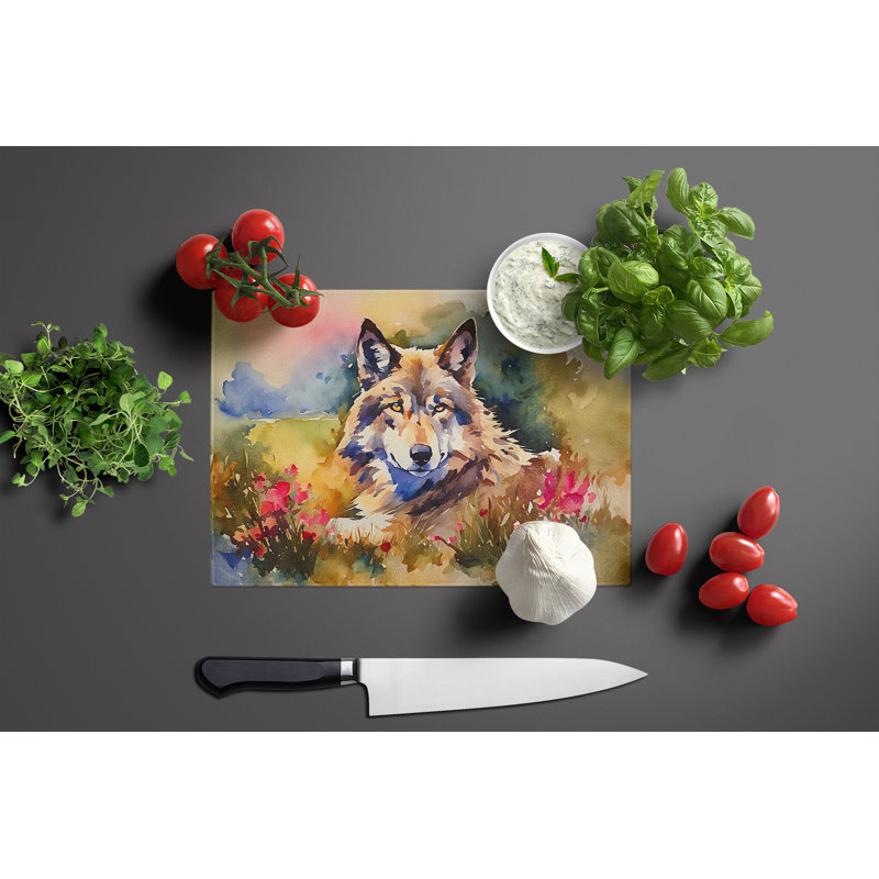 Wolves Wolf  Glass Cutting Board Large