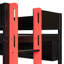 Lit mezzanine simple en bois massif avec bureau, armoire de rangement et penderie, bande lumineuse DEL, ports de chargement USB, noir et rouge-1901421434-1901421437