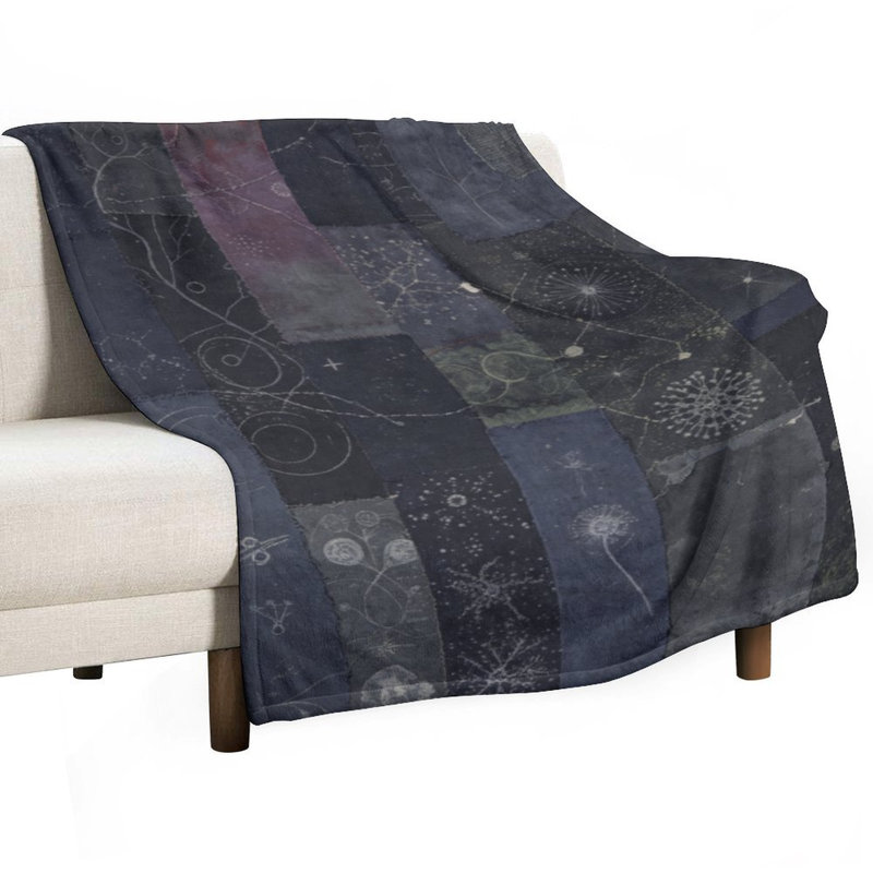Jeté en flanelle de luxe Fabriqué en patchwork foncé, couverture douce et chaude pour le canapé du salon, 40 po x 50 po