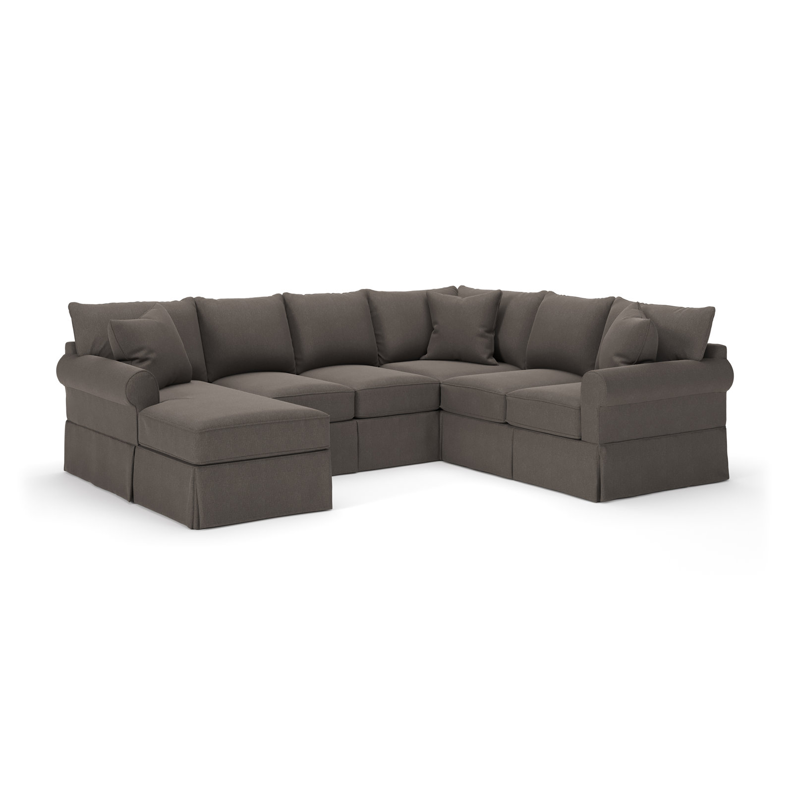 Amari Slipcovered U-Sectional, Left Hand Facing, Drusky Charcoal Sustain® Basketweave