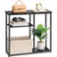 Console étroite avec panier de rangement, petite table d'entrée de 29,5 po avec tablettes de rangement à 3 niveaux, table de canapé derrière le canapé, table de couloir pour le salon, noir et beige