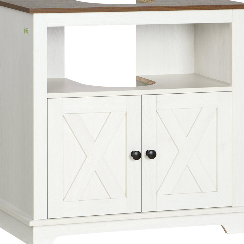 Armoire de rangement sous l'évier, blanc, double porte, évier blanc peu encombrant,
