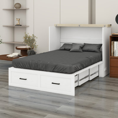 Lit escamotable avec lit plateforme escamotable et grand tiroir de rangement Murphy