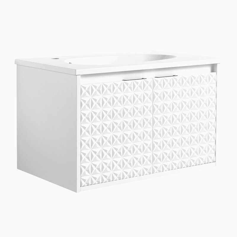 Meuble-lavabo mural 30 po avec lavabo, portes à fermeture en douceur, pour petite salle de bain
