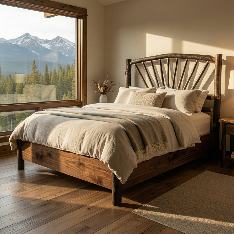 Lit double Sunburst Fireside Lodge Hickory, Lit double , Naturel