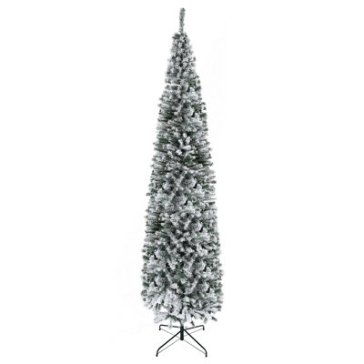 Arbre de Noël artificiel mince enneigé 9 pi de hauteur avec des branches réalistes et 1014 pointes