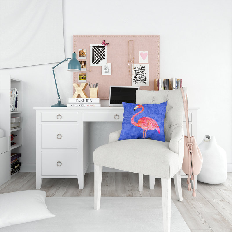 Bleu flamant rose ; coussin intérieur/extérieur rouge
