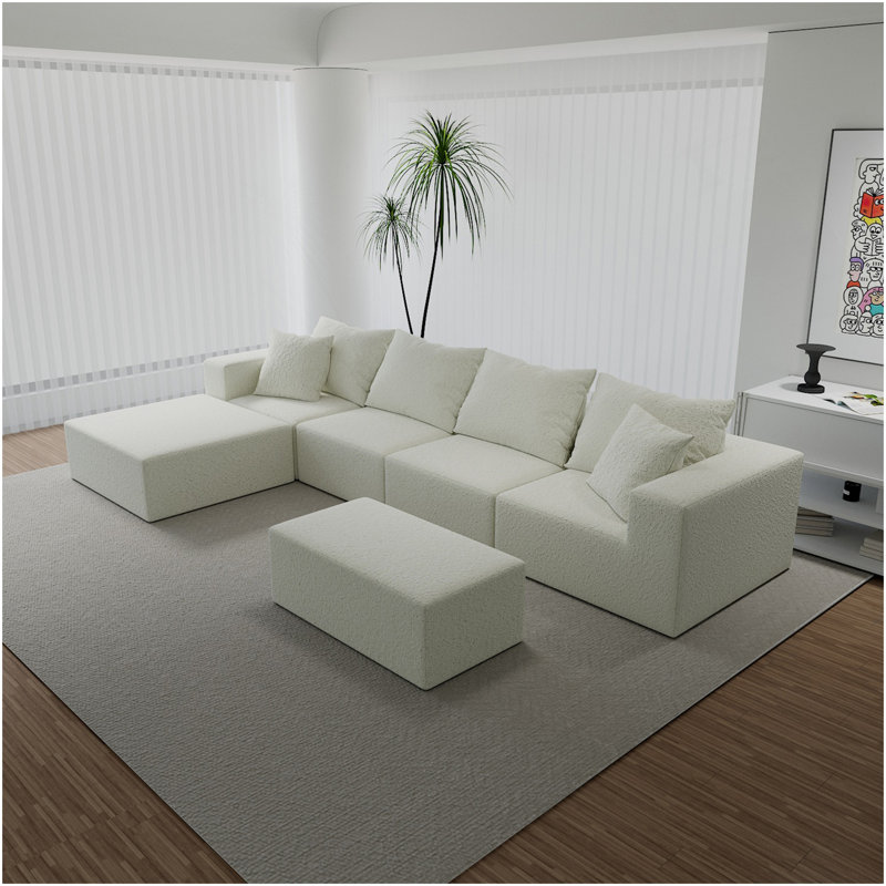 Convertible Modular Sectional Sofa Set Popular Microfiber Fabric Compression Sofa