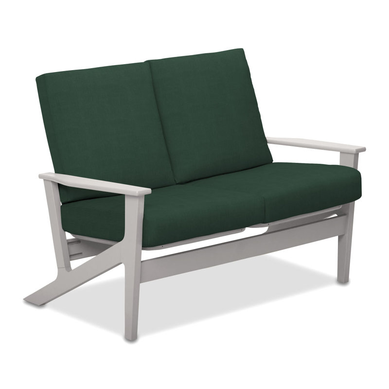 Chrisa 51.5'' Wide Loveseat with Cushions, Forrest Green Velvet, Textured Snow