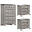 Ensemble de commode de chambre 3 pièces - grande commode 6 tiroirs et deux tables de chevet 3 tiroirs l 26,7 po avec station de charge, gris délavé