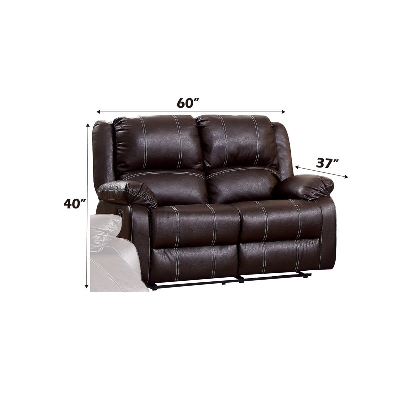 Zuriel Brown Faux Leather Recliner Loveseat with Motion Reclining Mechanism and Pocket Spring Cushions