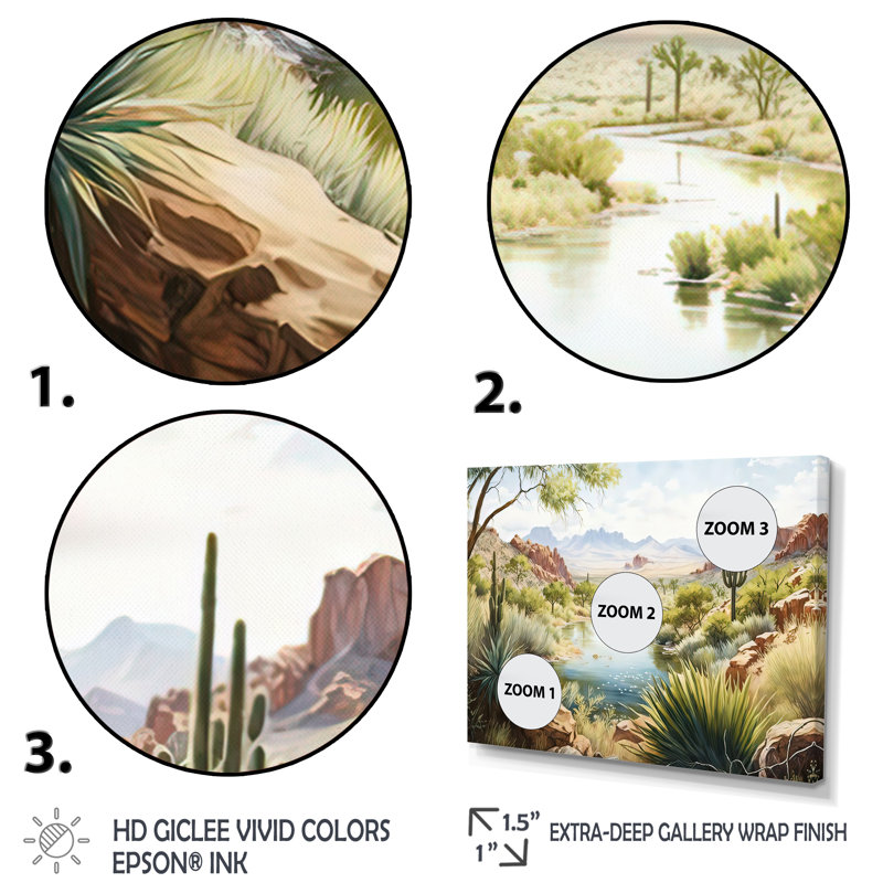 Arizona Desert Creek Scenery I - impression sur toile tendue, H 30 po x l 40 po x P 1,5 po
