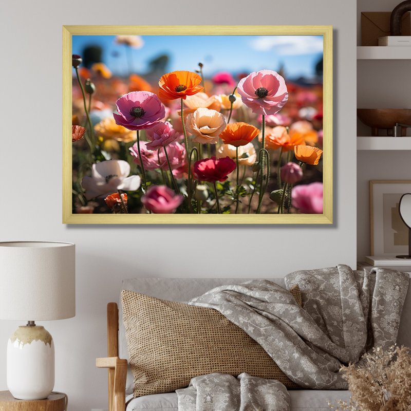 Champ de fleurs vibrantes I, H 24 po x l 32 po x P 1 po, Cadre doré à une seule photo