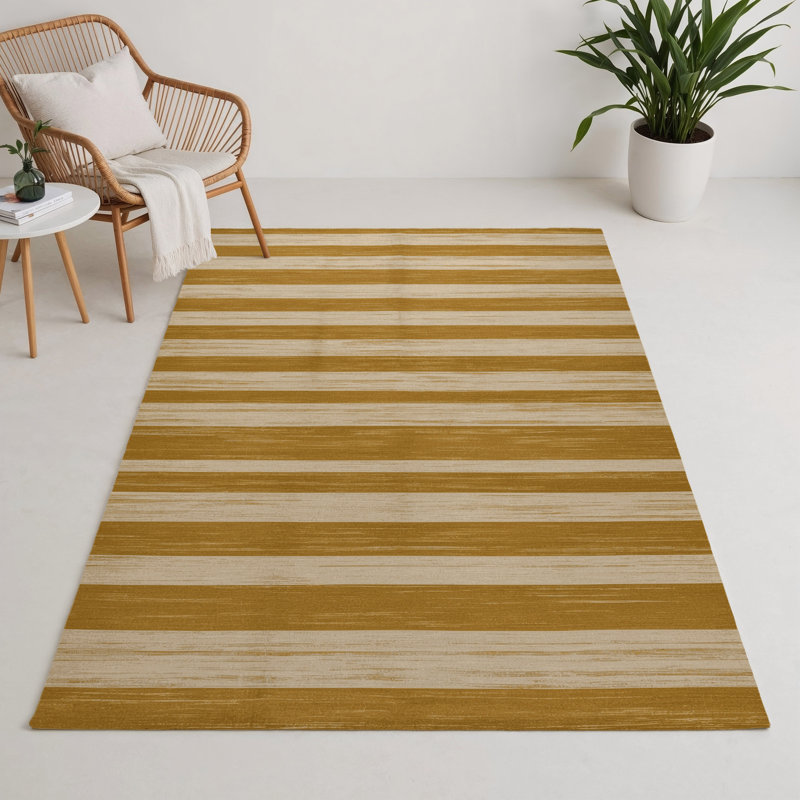 Tapis intérieur / extérieur brun HorizontalStripes, Rectangle 9 pi x 12 pi